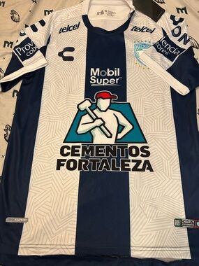 Charly brand CF PACHUCA Luchador style Men's JERSEY Sz MEDIUM New w tags LIGA MX